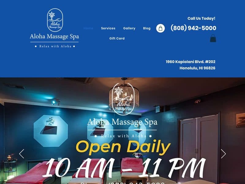 Aloha Massage Spa website